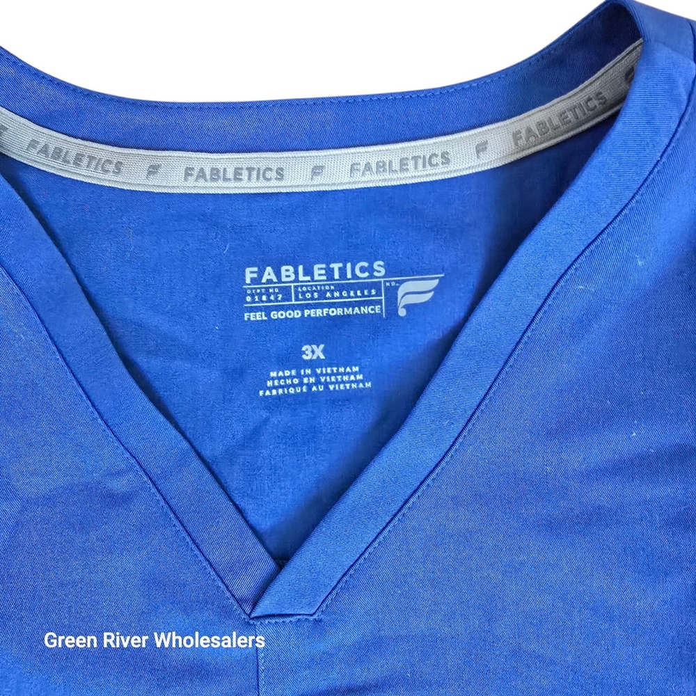 Fabletics Scrub Top 3X‎ Bright Blue Medical Nursing Uniform Healthcare - Picture 2 of 6